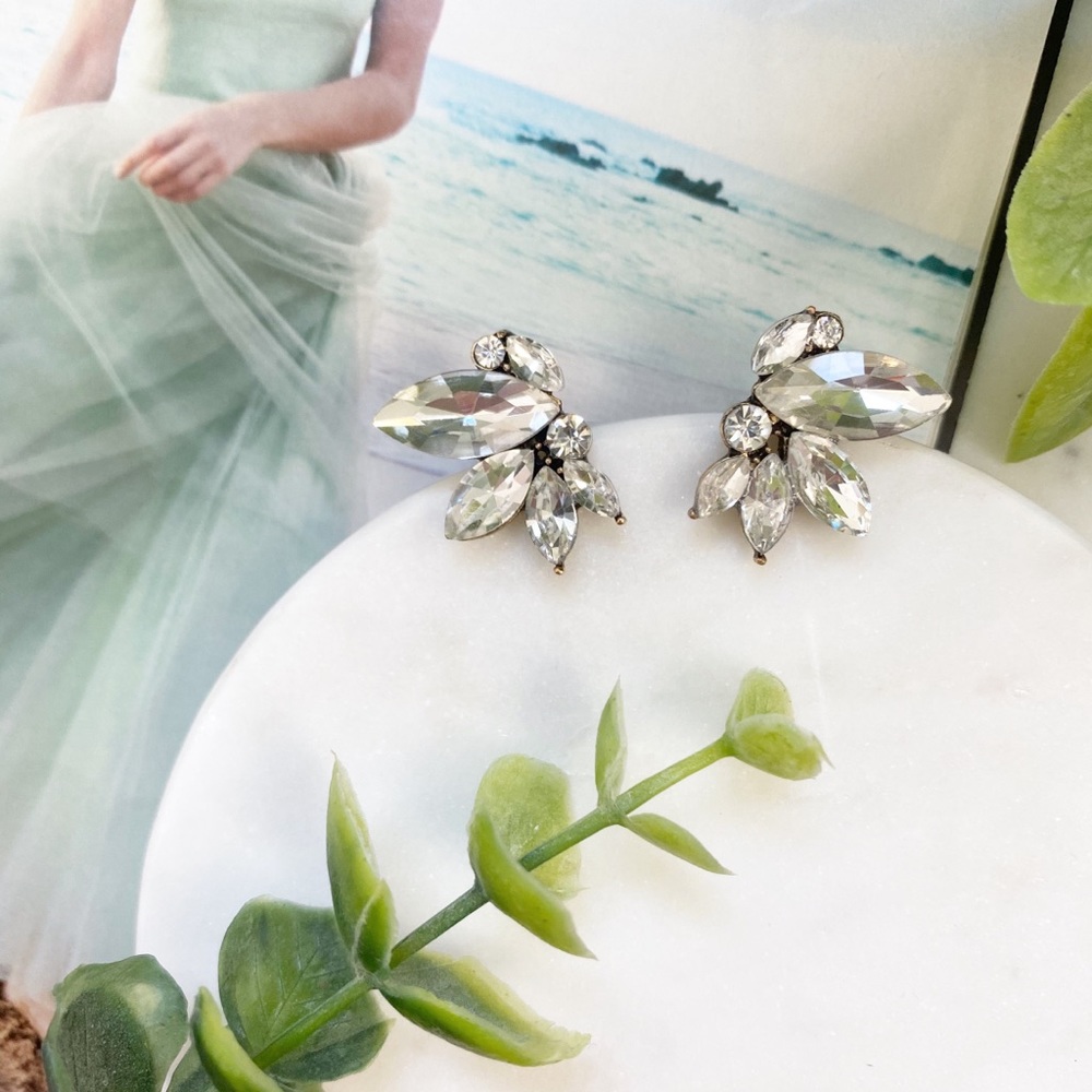 "Lennox" Earrings || Clear Crystal Statement - Picture 4 of 10